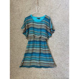 Rachael & Chloe Blue Striped Stretch Waist Midi Dress Size Medium